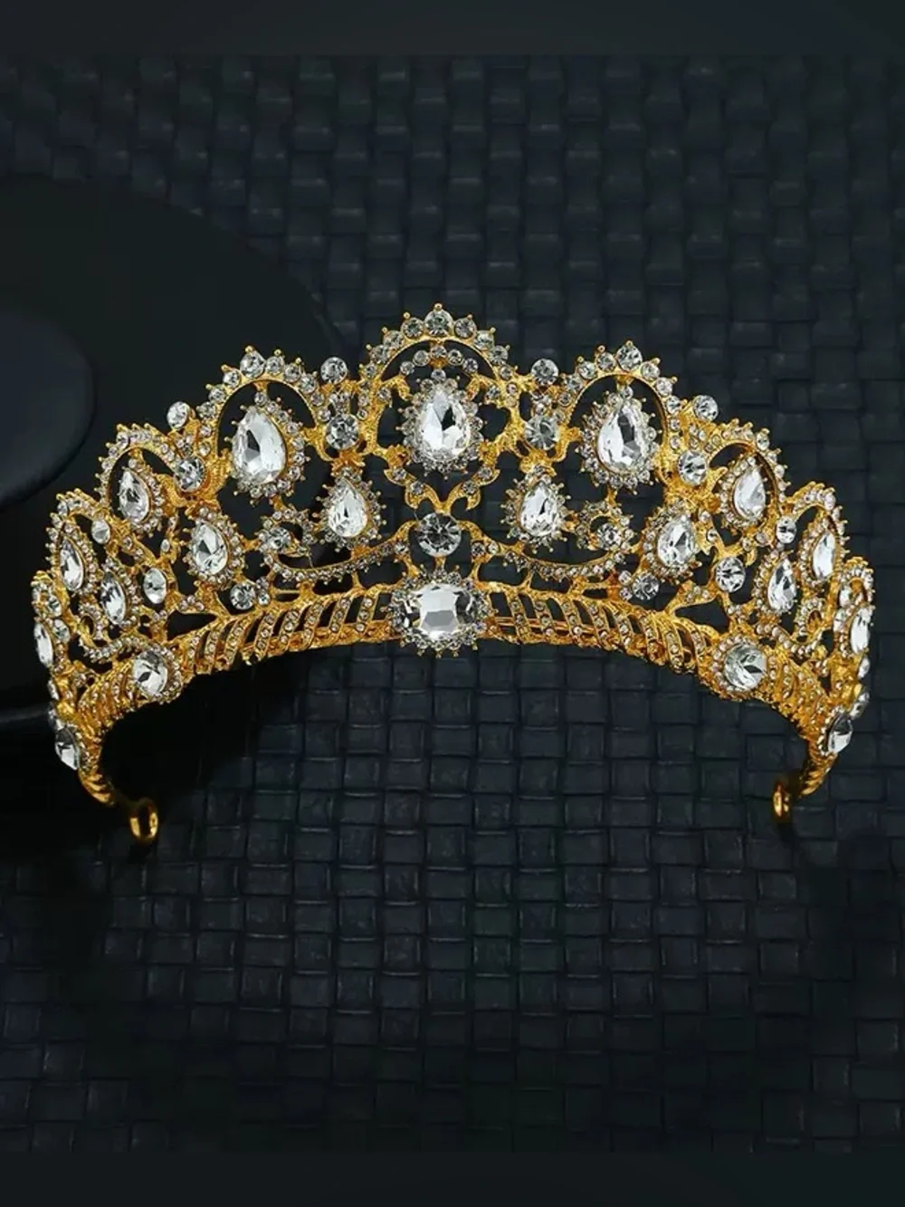 Gold Crystal Bridal Tiara Crown - Women Accessories